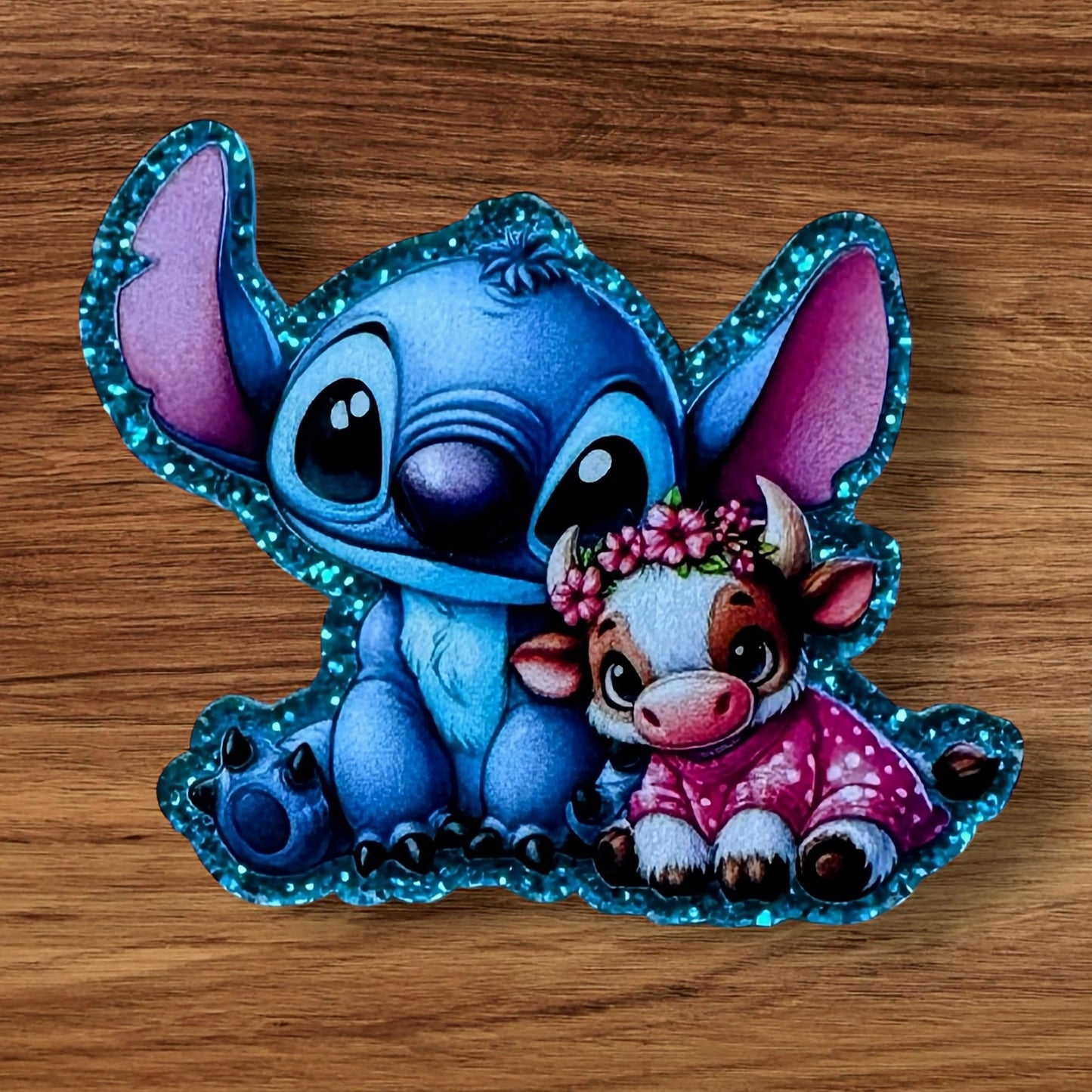 Blue Alien & Cow Acrylic Flatback