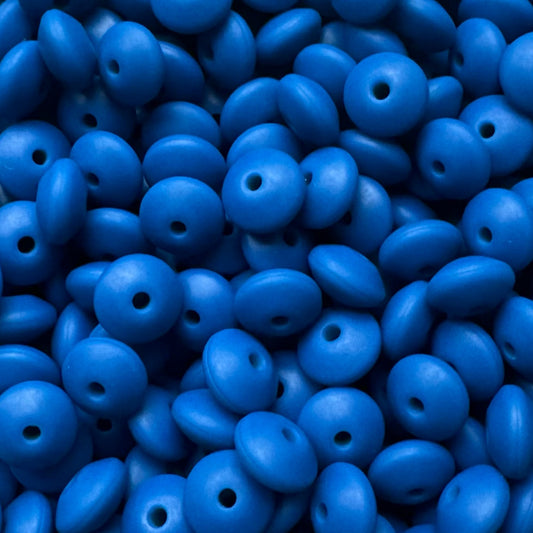 12mm Dark Blue Silicone Lentil Bead