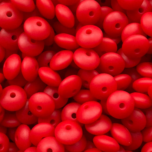 12mm Red Silicone Lentil Bead