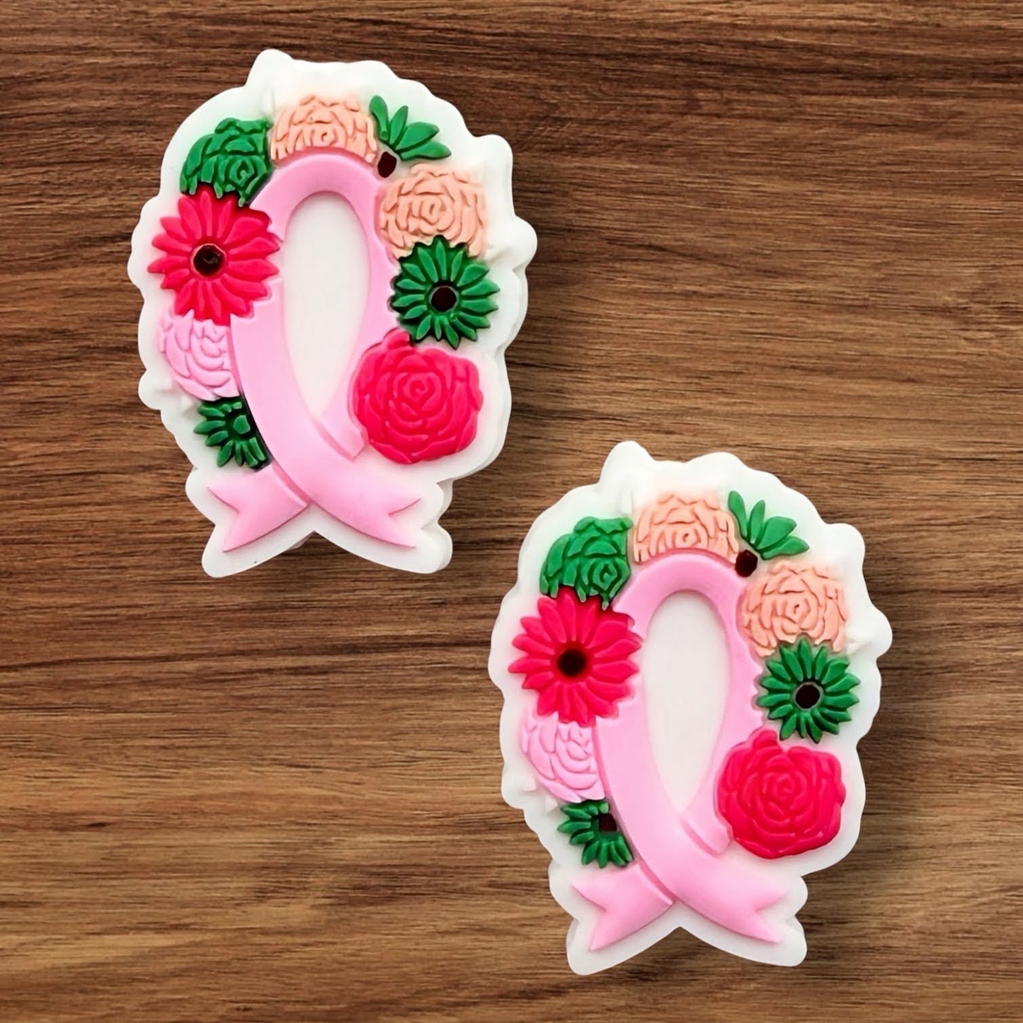 Floral Pink Ribbon Focal