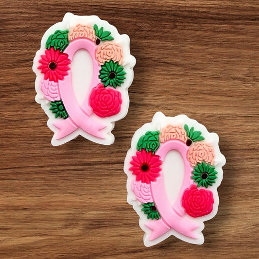 Floral Pink Ribbon Focal