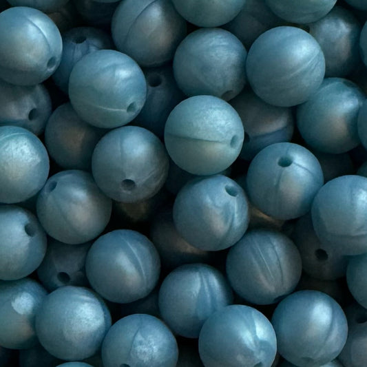 15mm Pearl Blue Silicone Bead
