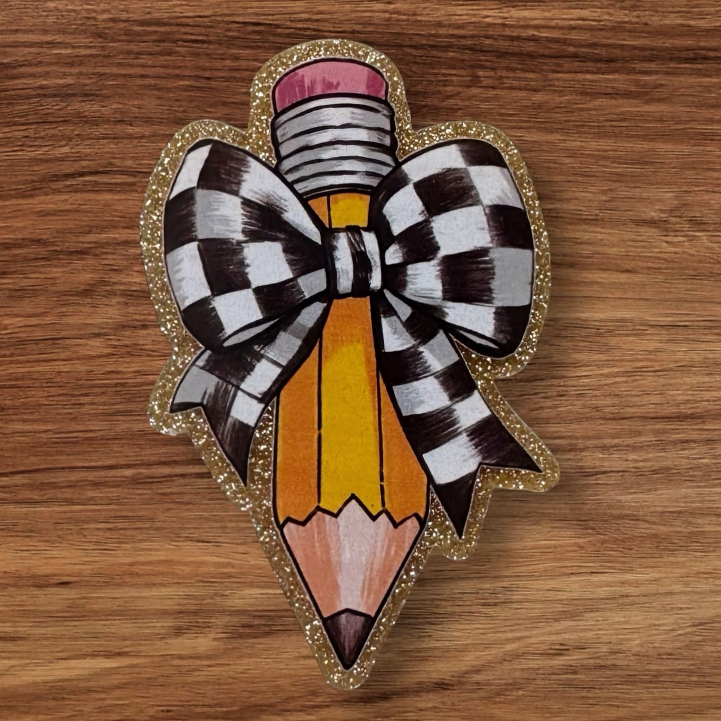 Pencil With Bow Acrylic Flatback