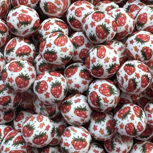 15mm Strawberry Disco Silicone Bead