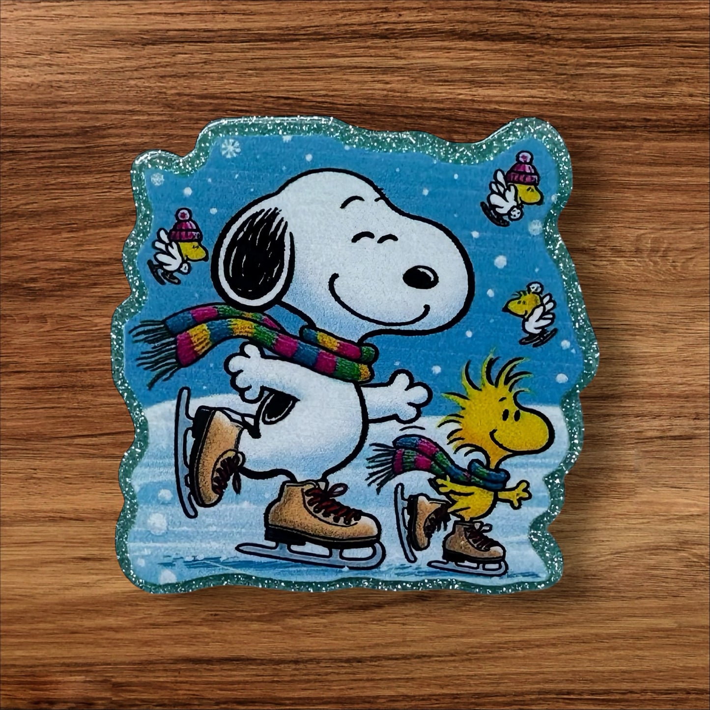 Dog Ice Skating Acrylic Flatback