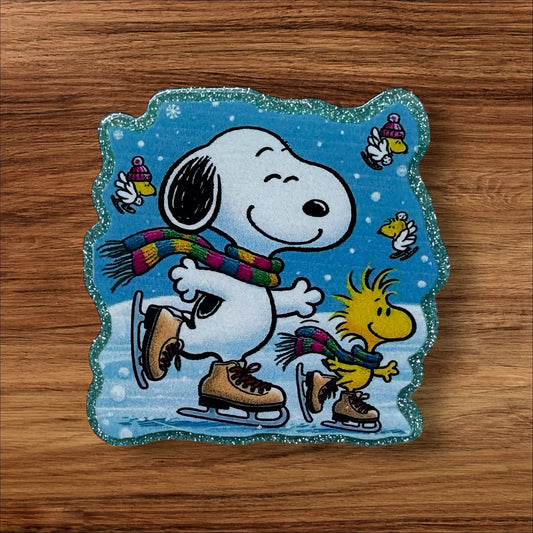 Dog Ice Skating Acrylic Flatback