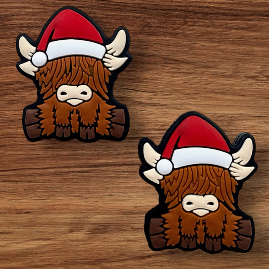 Highland Cow In Santa Hat Focal