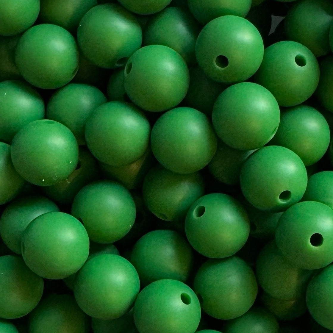 15mm Christmas Green Silicone Bead