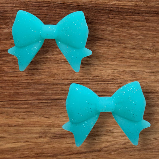 Turquoise Glitter Bow Focal