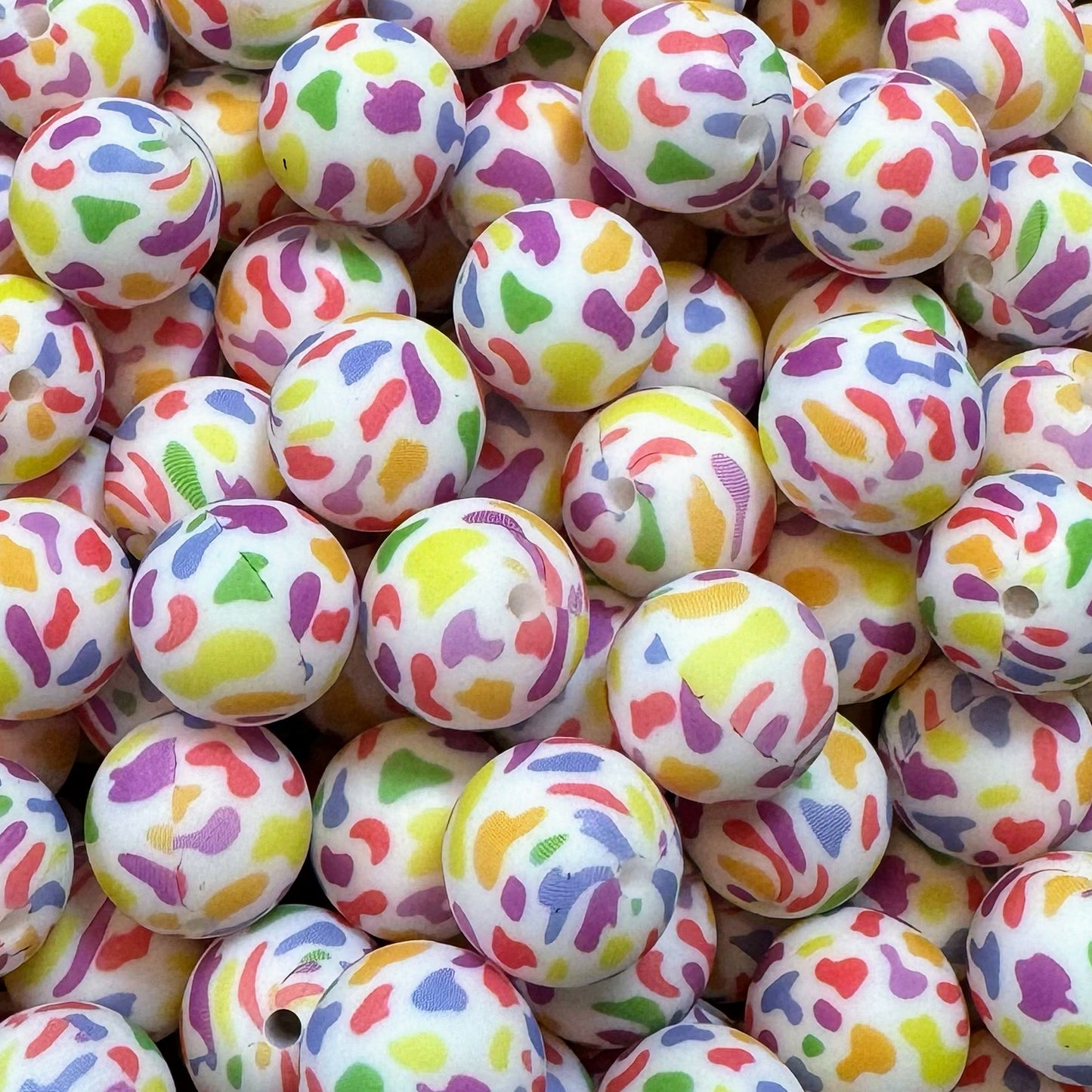 Colorful Leopard 15mm Silicone Bead