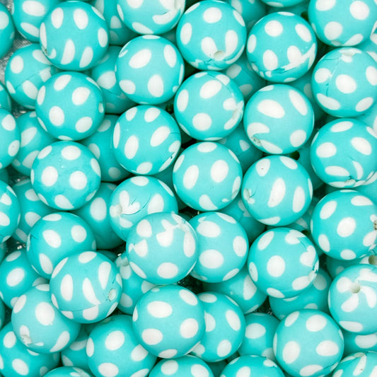 15mm Polka Dots on Blue