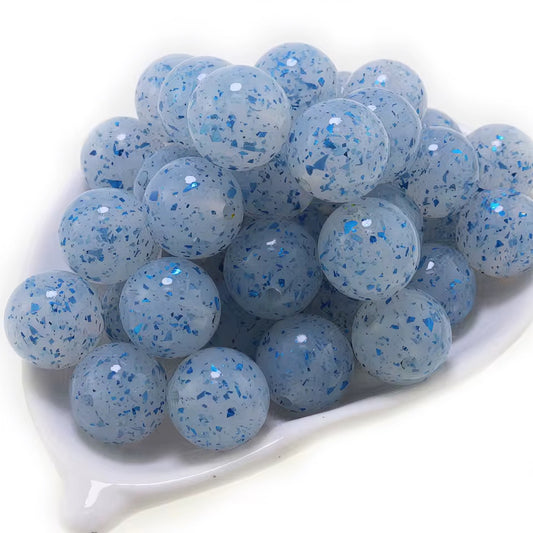 15mm Clear With Blue Specks Jelly Silicone Bead