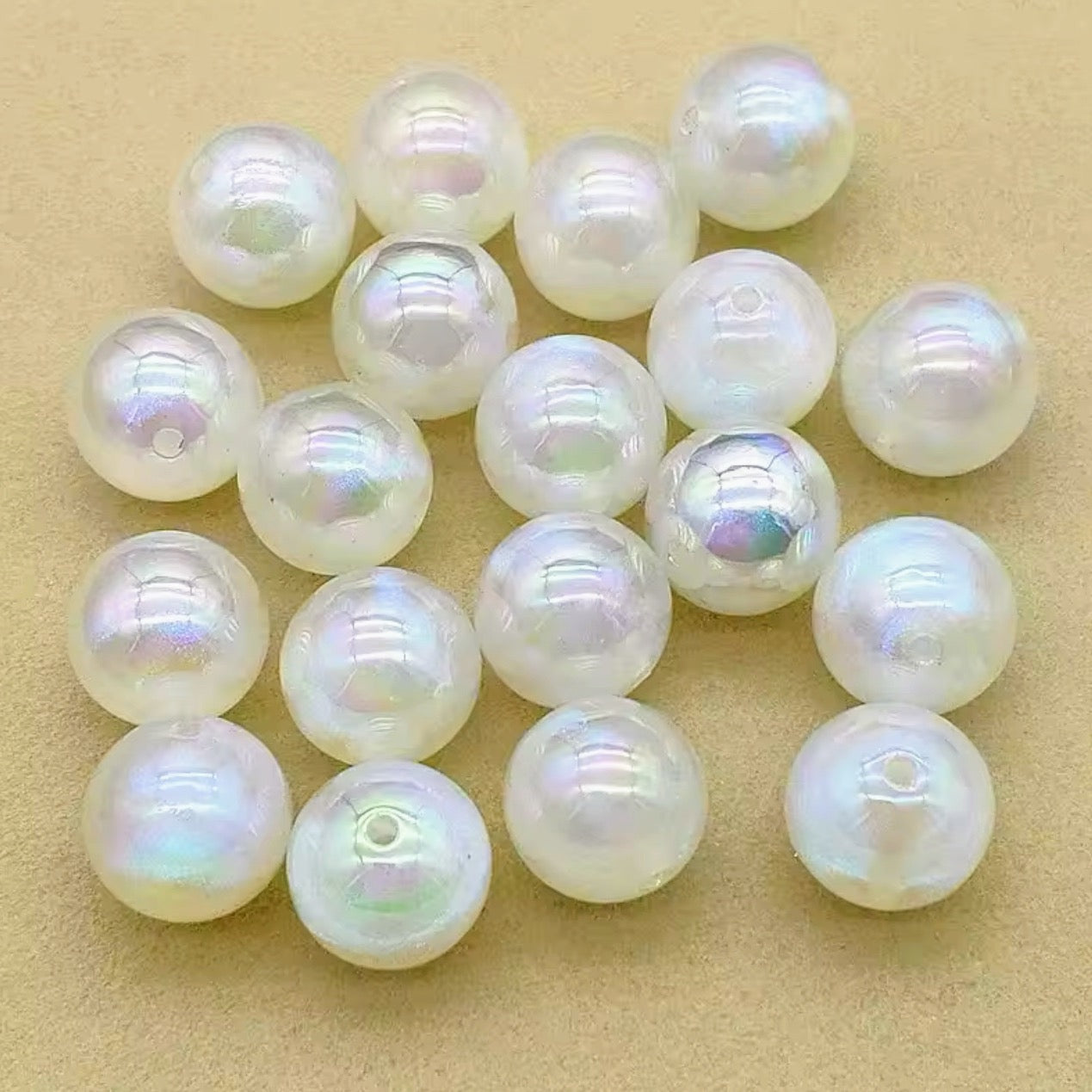 16mm White Galaxy Acrylic Bead