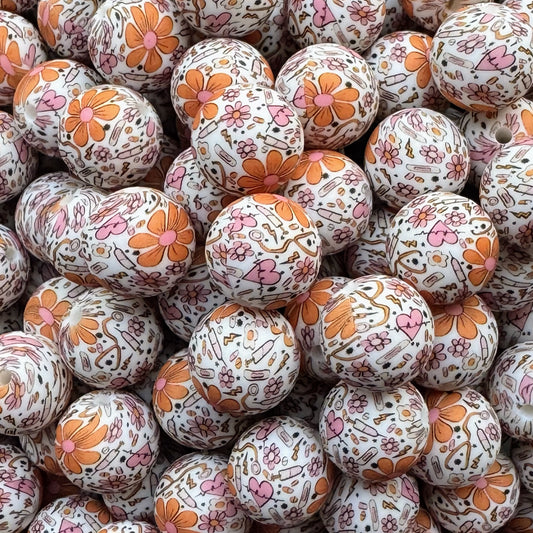 15mm Floral Medical Silicone Bead