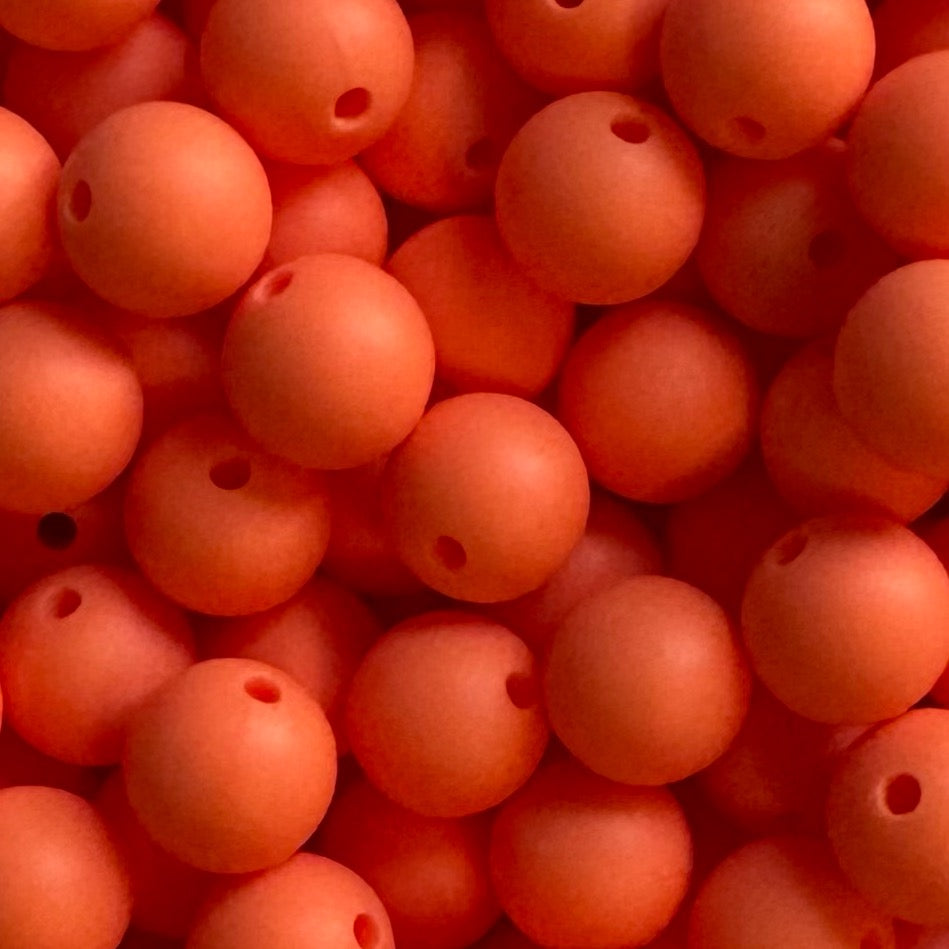 15mm Orange Pink Silicone Bead