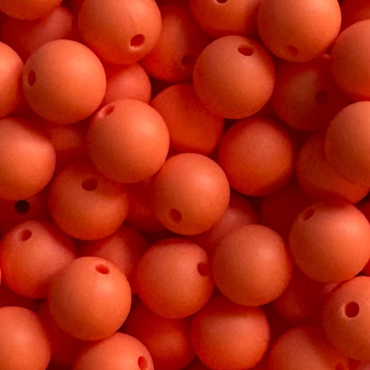 15mm Orange Pink Silicone Bead