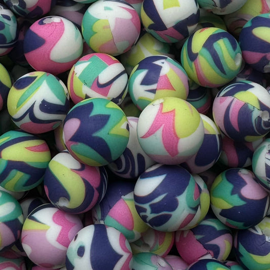 15mm Hippie Floral Silicone Bead
