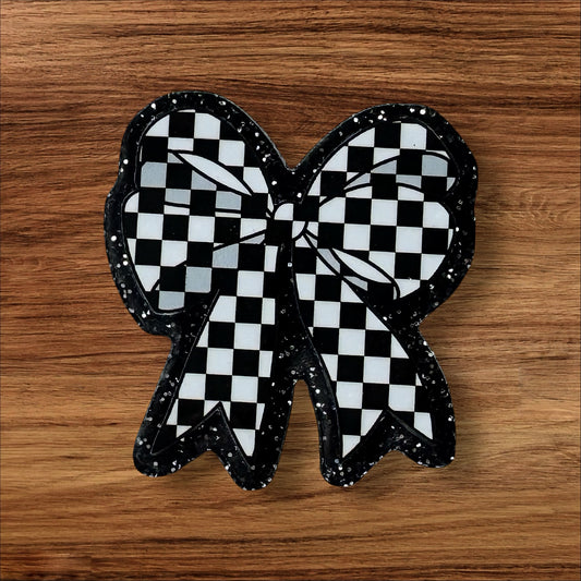 Checkered Bow Acrylic Flatback
