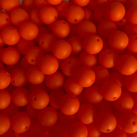 15mm Orange Red Silicone Bead