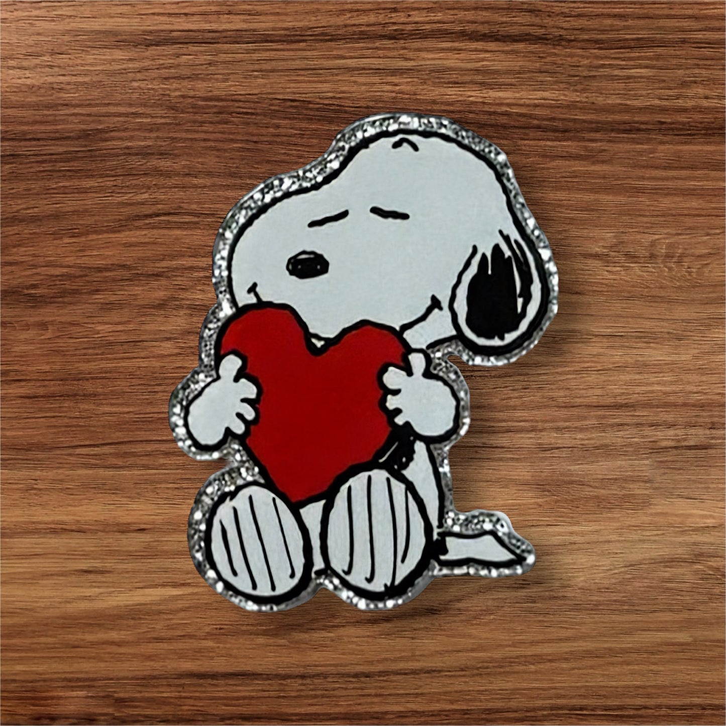 White Dog With Heart Acrylic Flatback