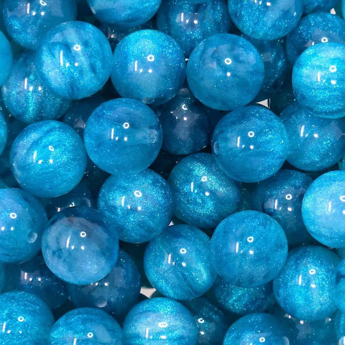 16mm Blue Galaxy Acrylic Bead