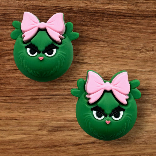 3-D Green Girl With Bow Focal