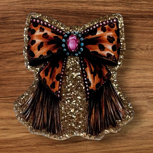 Brown Fringe Bow Acrylic Flatback