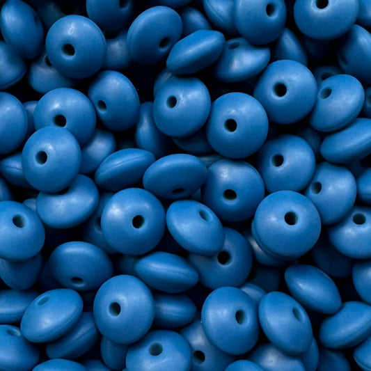 12mm Marine Blue Silicone Lentil Bead