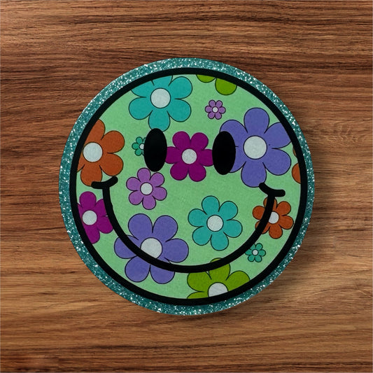 Bright Floral Round Acrylic Flatback (Custom)