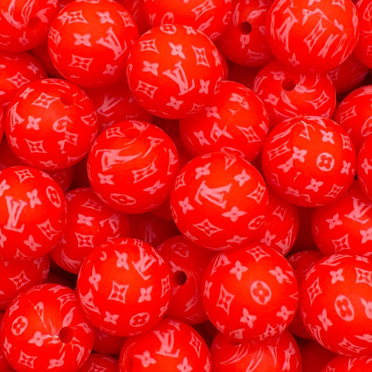15mm Red&White Silicone Bead