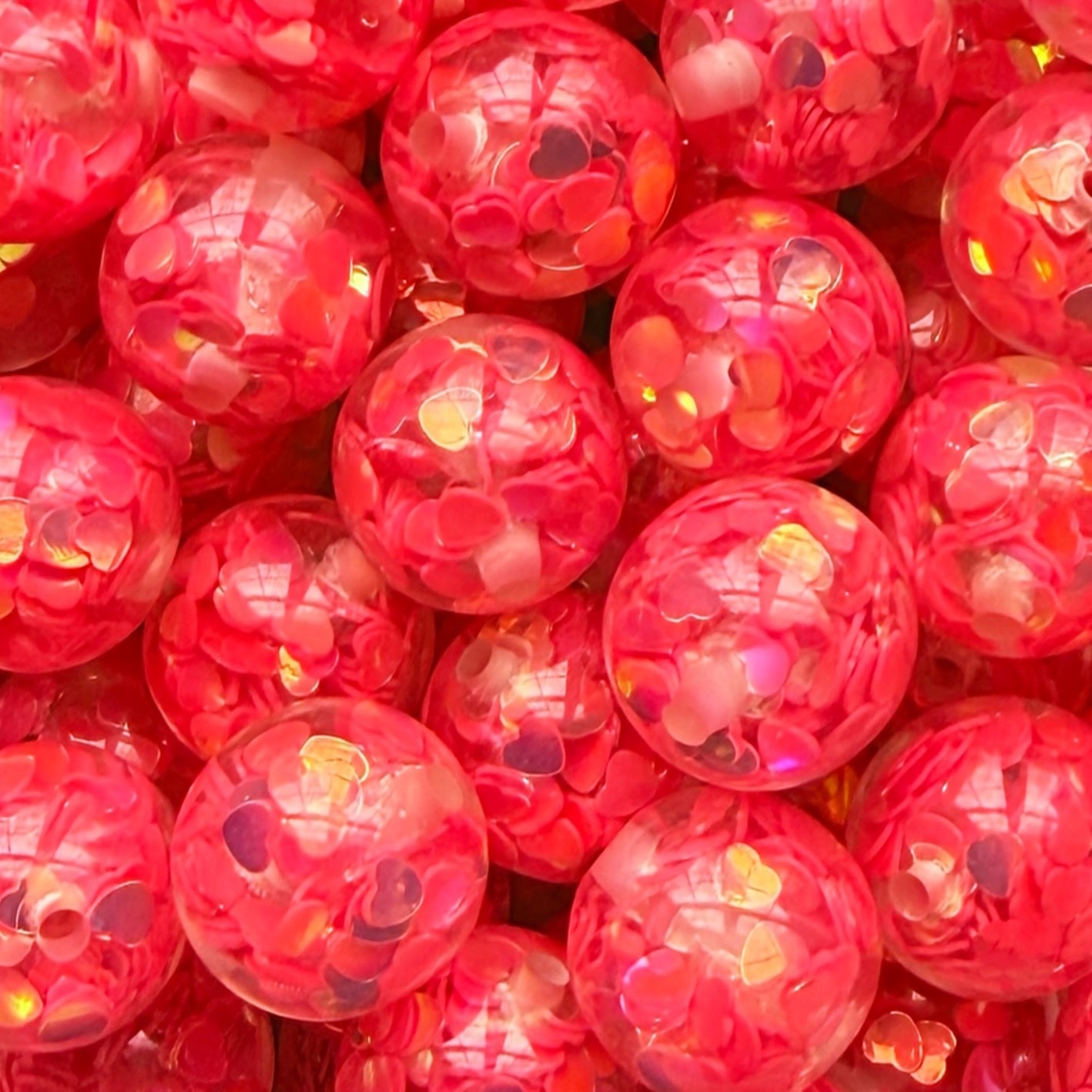 16mm Confetti Hearts Acrylic Bead (Hot Pink)