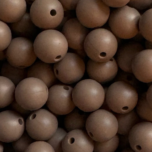 15mm Light Brown Silicone Bead