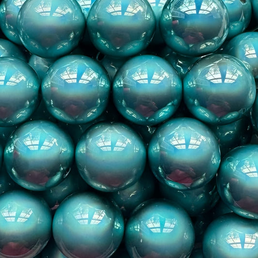 20mm Turquoise Mirrored Acrylic Bead