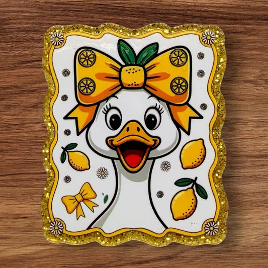 Goose With Lemon Bow Acrylic Flatback