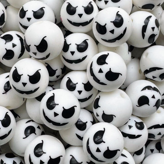15mm Skeleton Face Silicone Bead