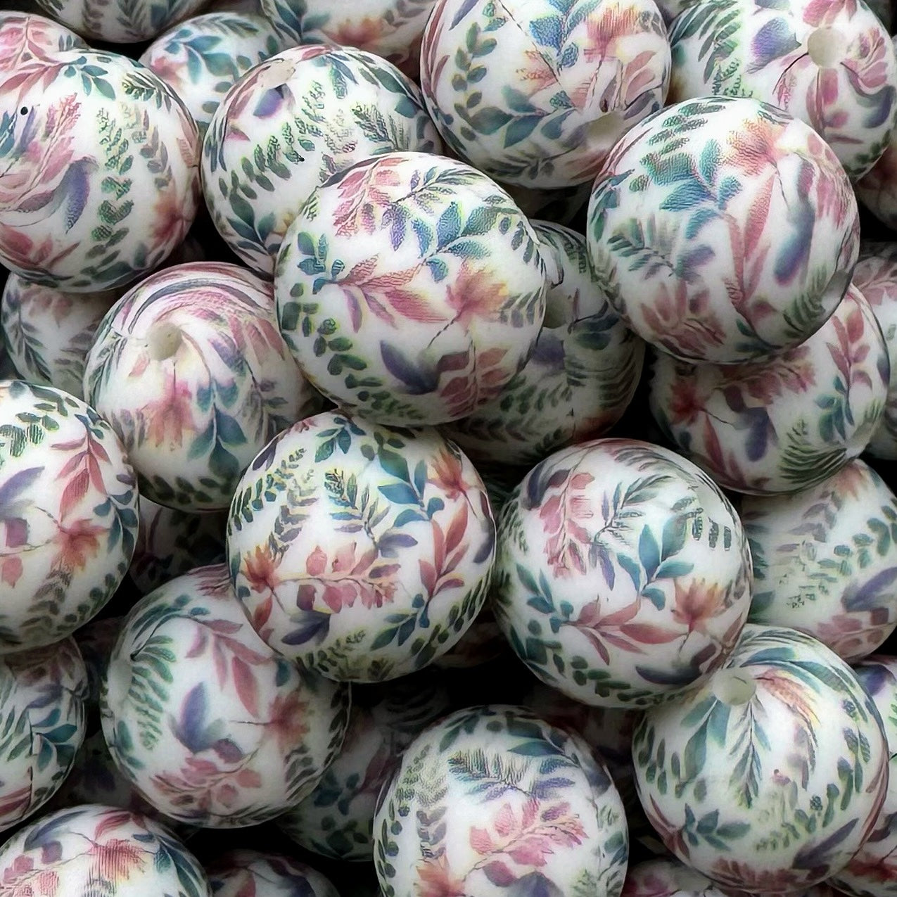 15mm Floral Leaves Silicone Bead