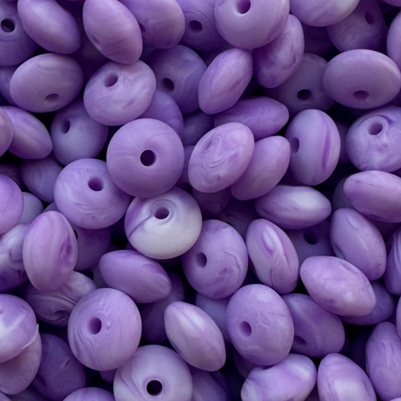 12mm Marble Purple Silicone Lentil Bead