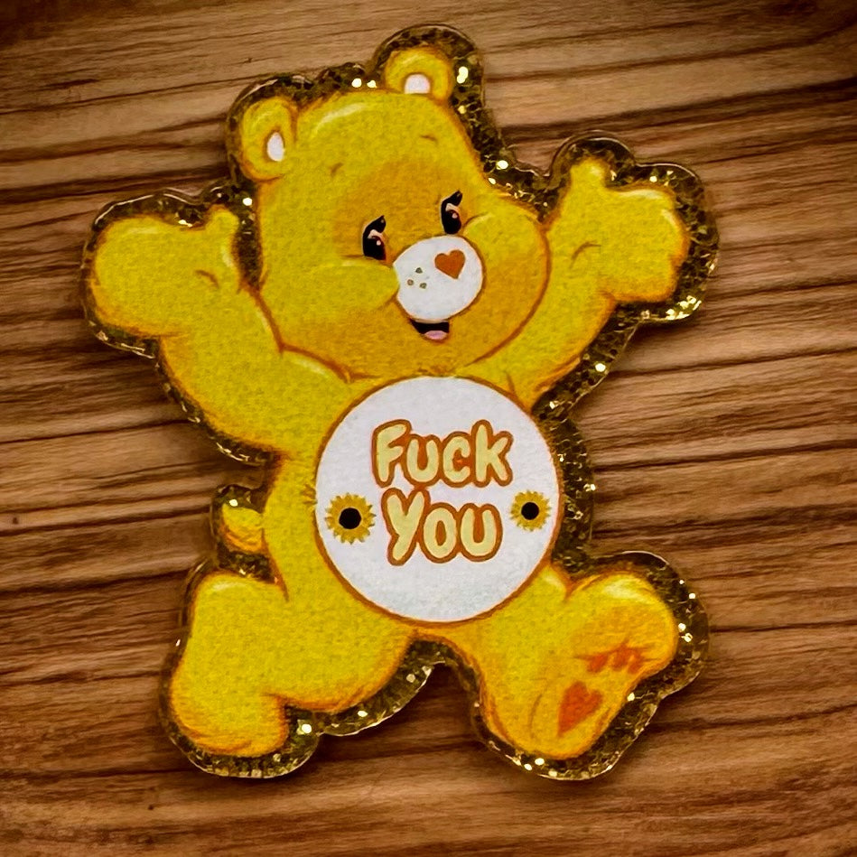 Yellow Swear Bear Acrylic Flatback