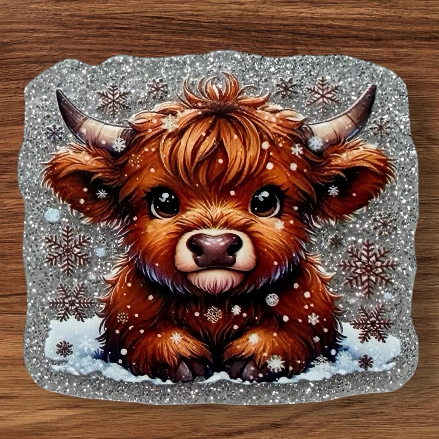 Cow In Snow Acrylic Flatback