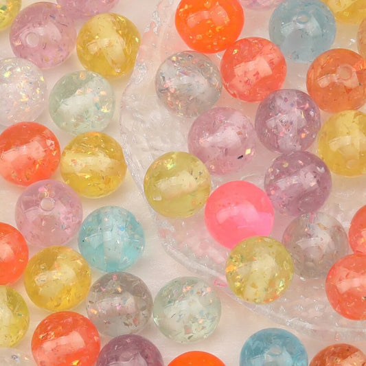 12mm Glitter Acrylic Beads