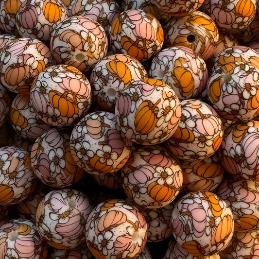 15mm Boho Pumpkin Silicone Bead