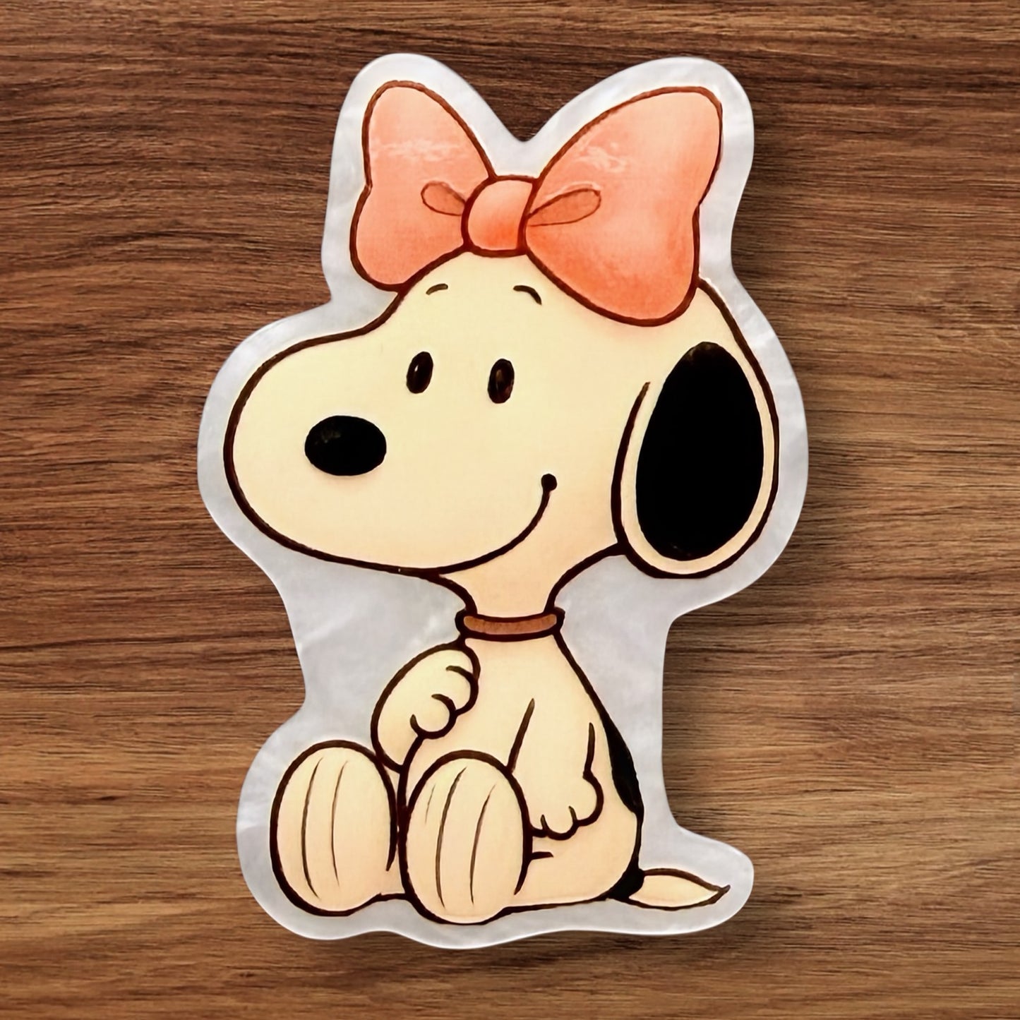 Beagle With Pink Bow Acrylic Flatback