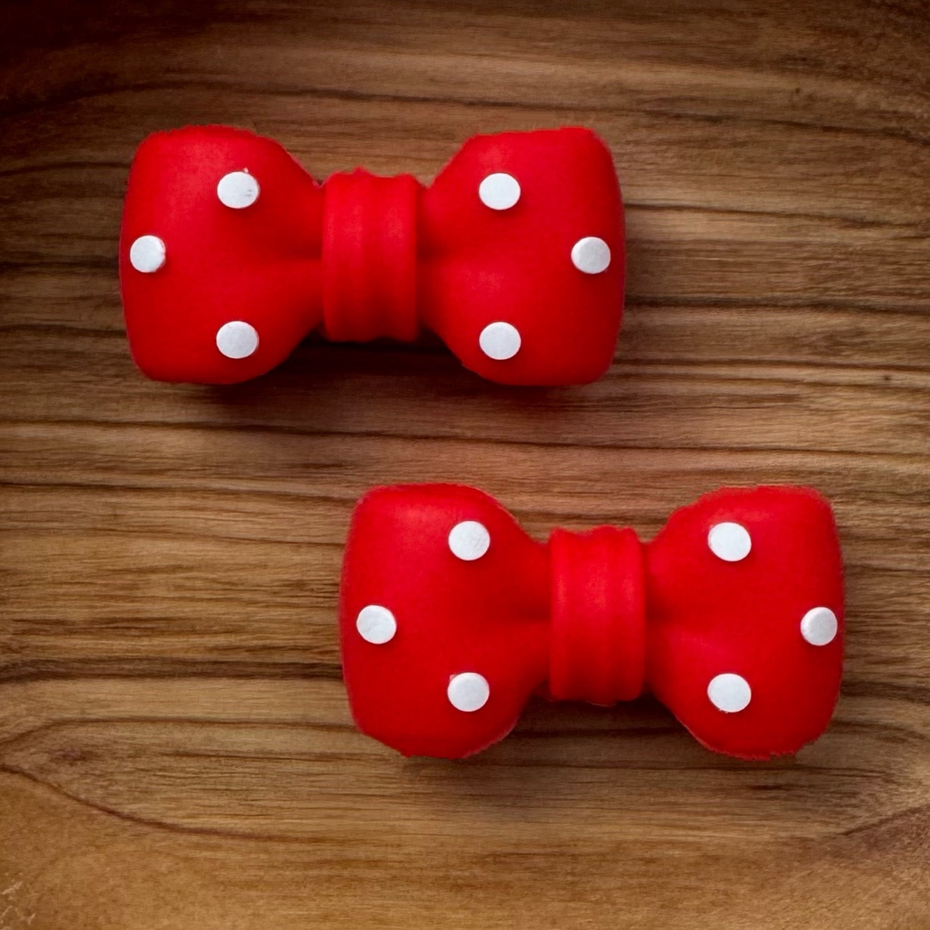 3-D Red & White Polka Dot Bow Focal