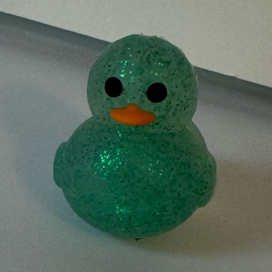 3-D Green Glitter Silicone Duck Focal