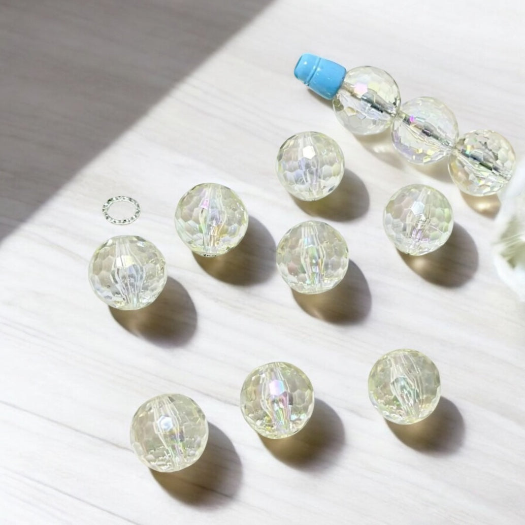 16mm Acrylic Clear Disco Beads