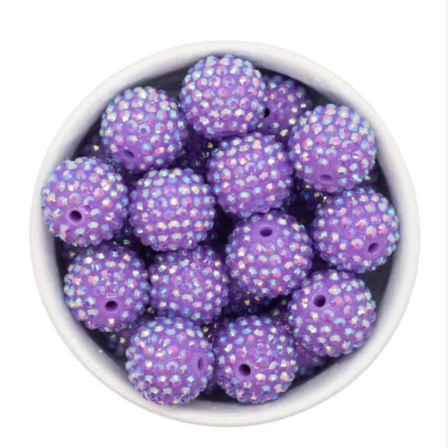 20mm Purple Rhinestone Acrylic Bead