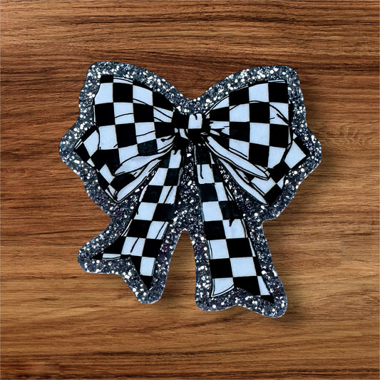 Checkered Bow Acrylic Flatback