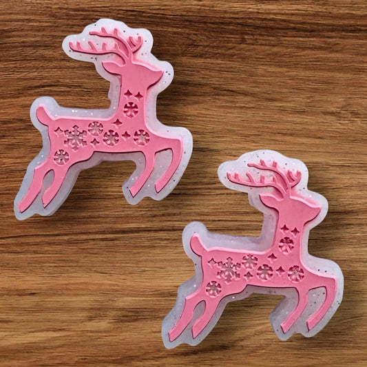 Pink Glitter Reindeer Focal