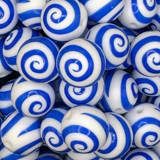 15mm Blue swirl Bead