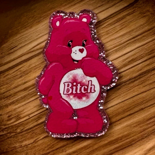 Pink Swear Bear Acrylic Flatback